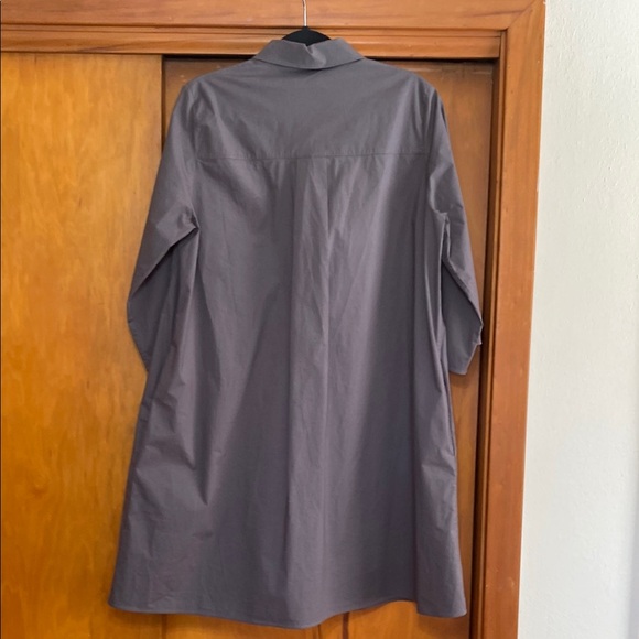 COS Gray Midi Collared Shirt Dress 38” Length 3/4 Sleeves Minimalist Utility - Picture 6 of 9